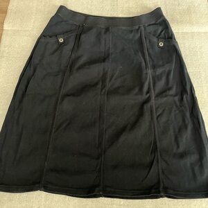 [S]Cotton Ginny Elegant Black 8 Panels Women's Organic Cotton Mid Skirt pockets